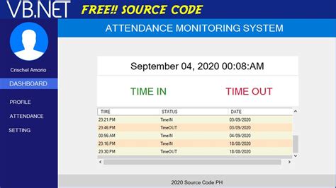 attendance monitoring system vb